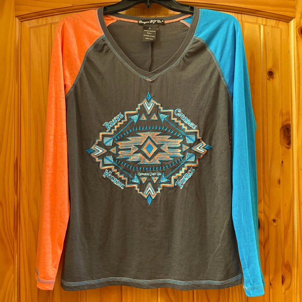Cowgirl Tuff M Long Sleeve Embroidered Long Sleeve Top